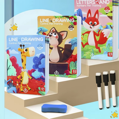 LineMaster™ – Herbruikbaar Pen-Oefenboek voor Kinderen – Schrijven en Tekenen Leren
