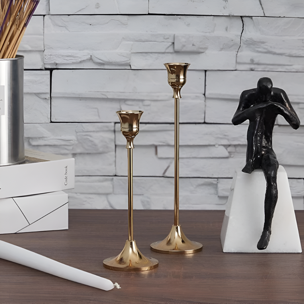 Vento Kaarsenhouder Set - Koper, Vintage Design 3-delig 3