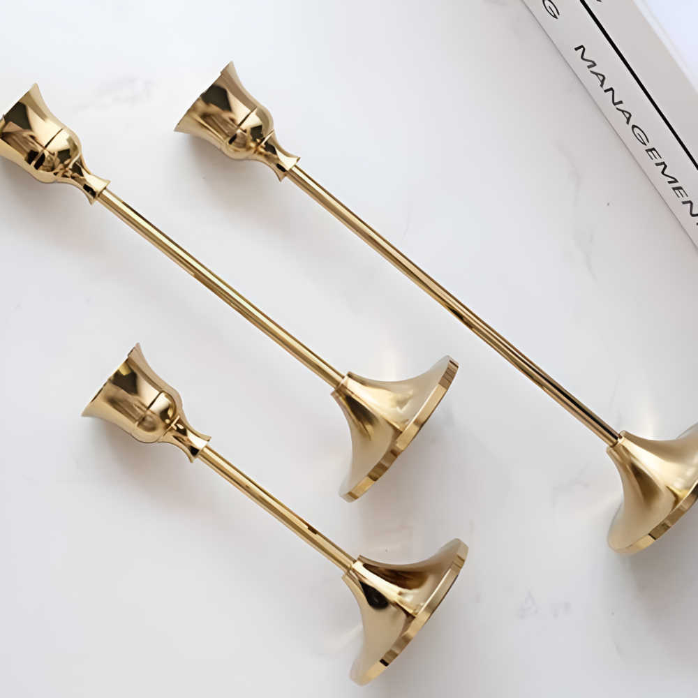 Vento Kaarsenhouder Set - Koper, Vintage Design 3-delig 7
