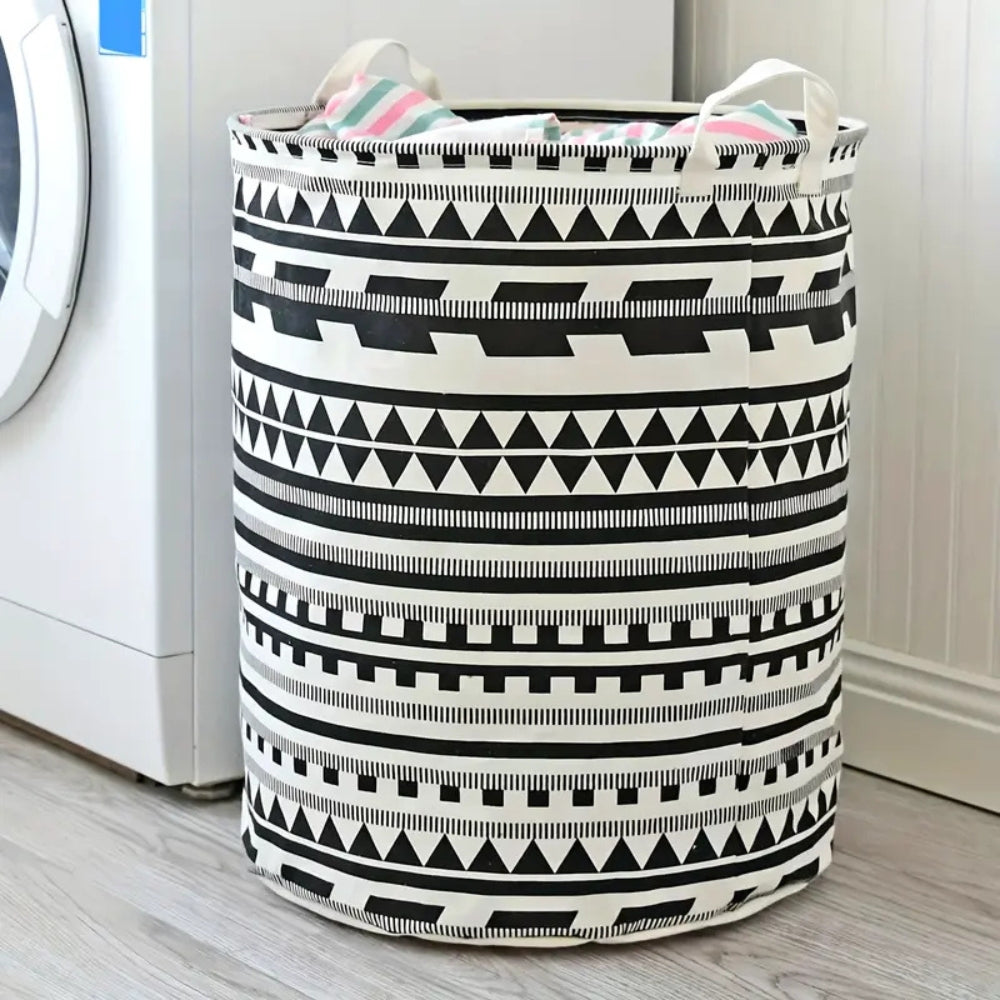 Vexa Wasmand - Opvouwbaar, Tribaal Zwart-Wit Geometrisch Patroon 0
