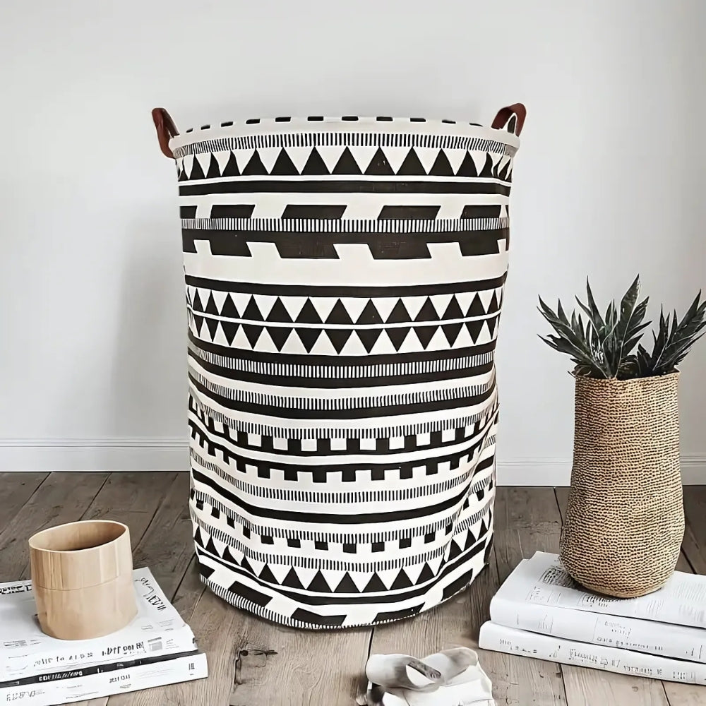 Vexa Wasmand - Opvouwbaar, Tribaal Zwart-Wit Geometrisch Patroon 2