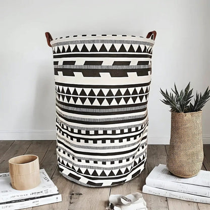 Vexa Wasmand - Opvouwbaar, Tribaal Zwart-Wit Geometrisch Patroon 2