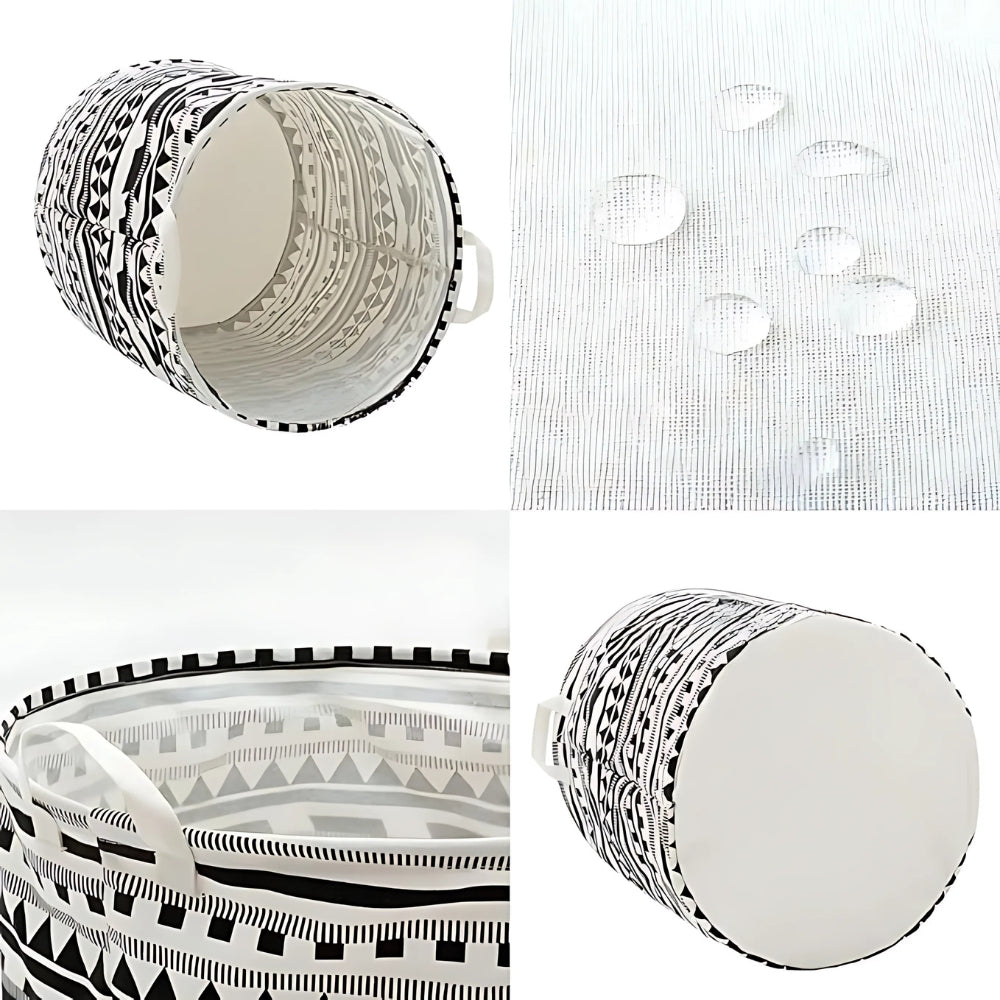 Vexa Wasmand - Opvouwbaar, Tribaal Zwart-Wit Geometrisch Patroon 3
