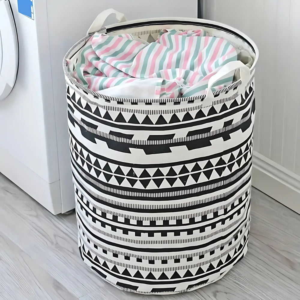 Vexa Wasmand - Opvouwbaar, Tribaal Zwart-Wit Geometrisch Patroon 4