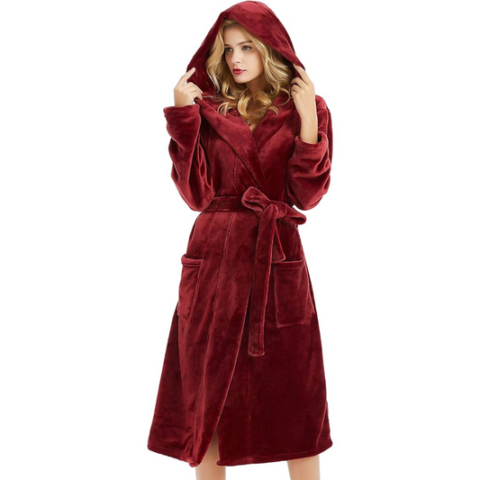 Vivara Fleece Badjas Dames - Lange Pasvorm met Capuchon, Zacht en Warm 0