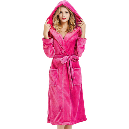 Vivara Fleece Badjas Dames - Lange Pasvorm met Capuchon, Zacht en Warm 3