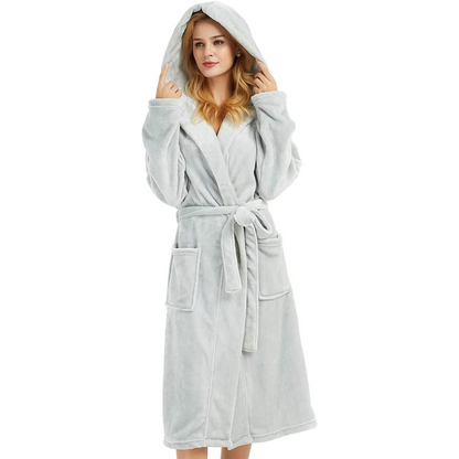 Vivara Fleece Badjas Dames - Lange Pasvorm met Capuchon, Zacht en Warm 4