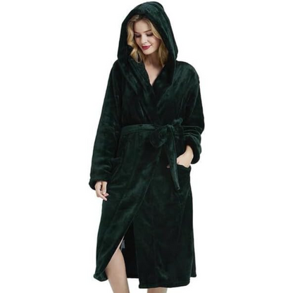 Vivara Fleece Badjas Dames - Lange Pasvorm met Capuchon, Zacht en Warm 7