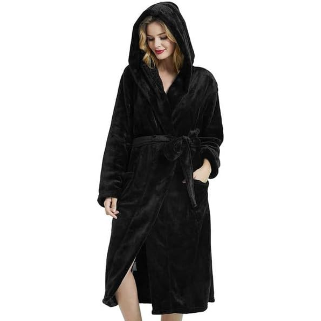 Vivara Fleece Badjas Dames - Lange Pasvorm met Capuchon, Zacht en Warm 9