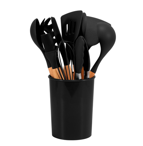 BambooSilicoSet™ – BPA-Vrije Siliconen Keukengerei Set – 12-Delige Kookhulpen Set