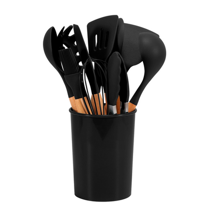 BambooSilicoSet™ – BPA-Vrije Siliconen Keukengerei Set – 12-Delige Kookhulpen Set