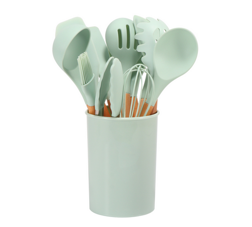 BambooSilicoSet™ – BPA-Vrije Siliconen Keukengerei Set – 12-Delige Kookhulpen Set