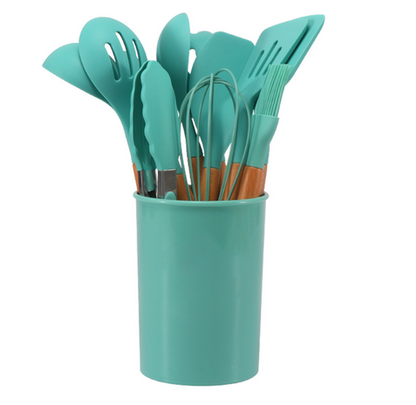 BambooSilicoSet™ – BPA-Vrije Siliconen Keukengerei Set – 12-Delige Kookhulpen Set