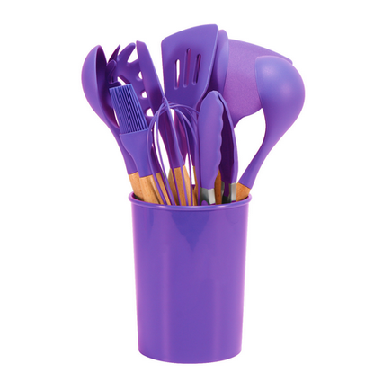 BambooSilicoSet™ – BPA-Vrije Siliconen Keukengerei Set – 12-Delige Kookhulpen Set