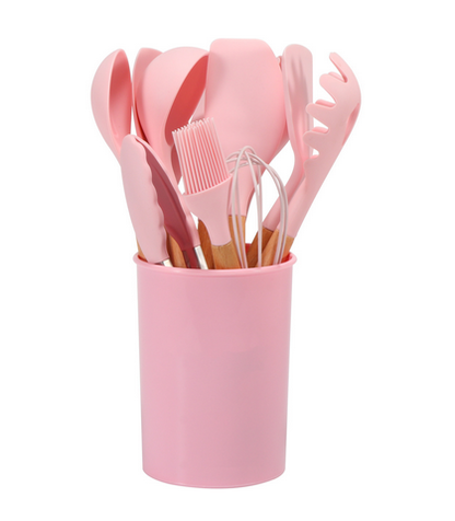 BambooSilicoSet™ – BPA-Vrije Siliconen Keukengerei Set – 12-Delige Kookhulpen Set