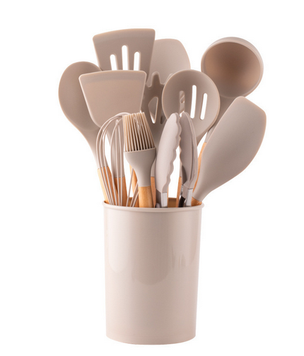 BambooSilicoSet™ – BPA-Vrije Siliconen Keukengerei Set – 12-Delige Kookhulpen Set