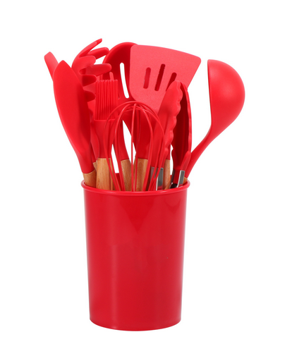 BambooSilicoSet™ – BPA-Vrije Siliconen Keukengerei Set – 12-Delige Kookhulpen Set