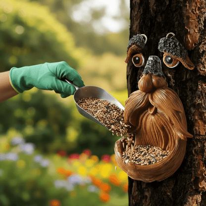 TreeTaleNest™ – Boomgezicht Vogelhuisje van Hars – Betoverende Tuin Decoratie