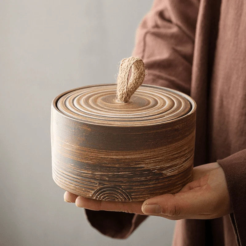 Wako Opbergpot - Japans Aardewerk met Henneptouw, Wabi-Sabi Design 3
