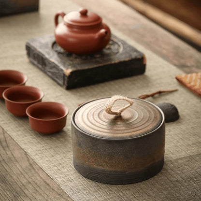 Wako Opbergpot - Japans Aardewerk met Henneptouw, Wabi-Sabi Design 4