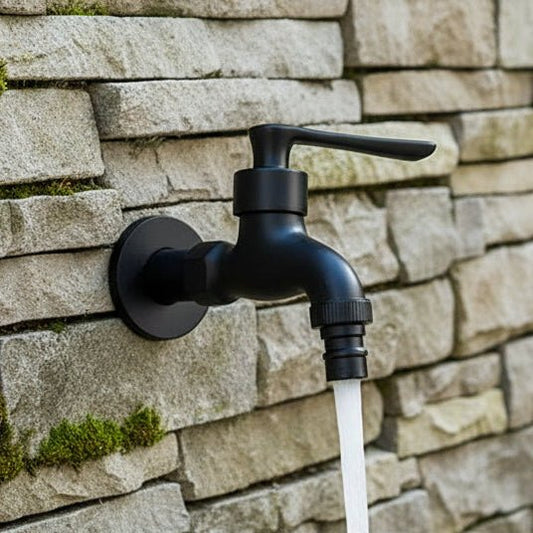 MatteBrassFlow™ – Mat Zwarte Wandkraan van Messing – Keuken Bad Buiten Kraan