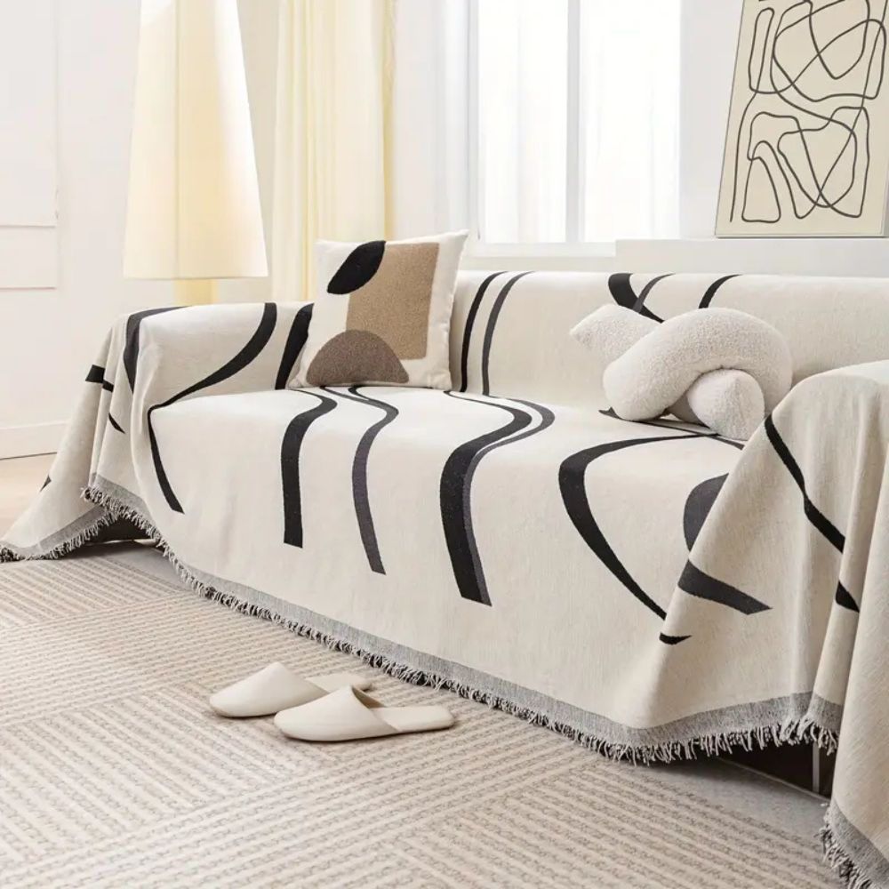 Waveline Bankhoes - Chenille, Antislip Design voor Fauteuils en 3-Zitsbanken 1