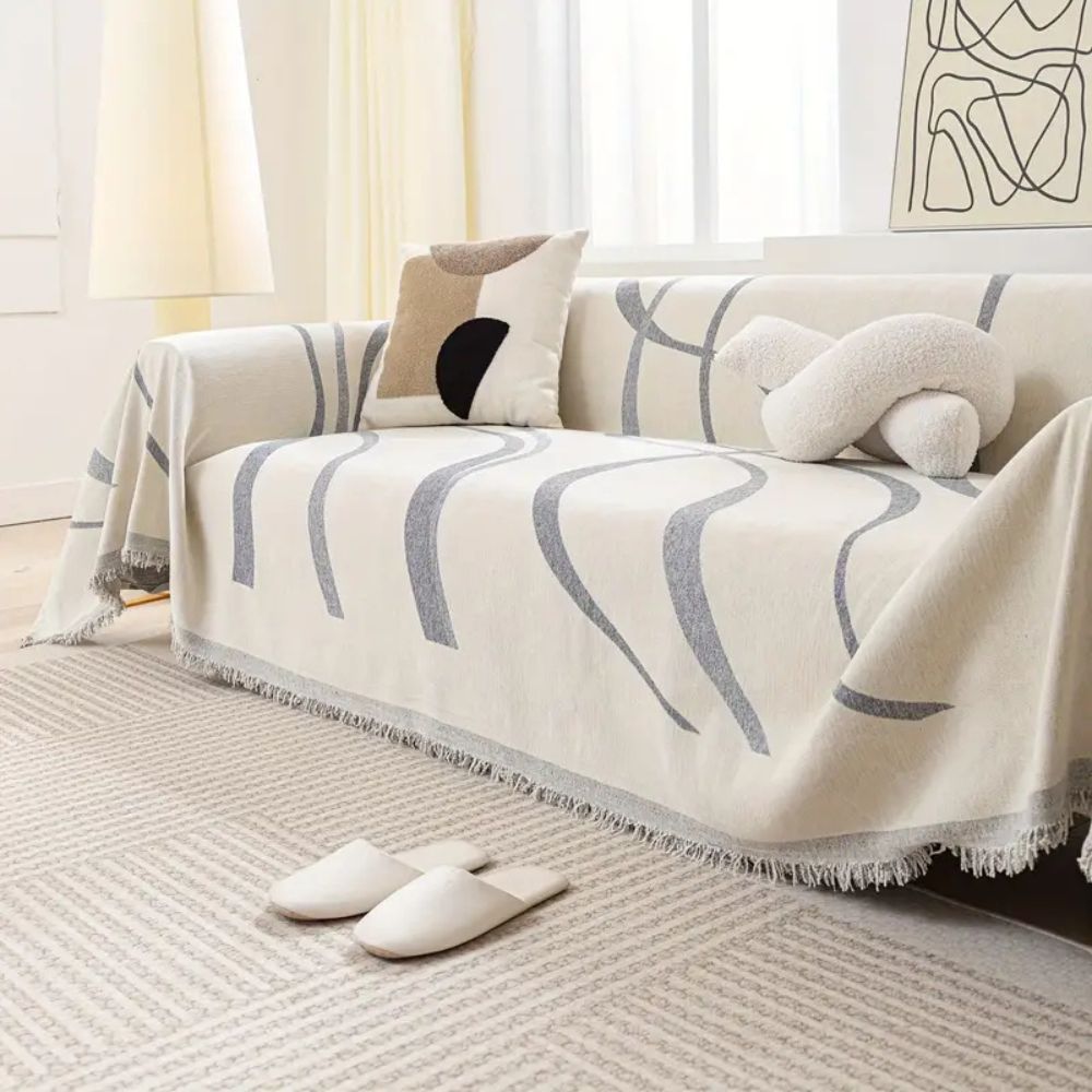 Waveline Bankhoes - Chenille, Antislip Design voor Fauteuils en 3-Zitsbanken 2
