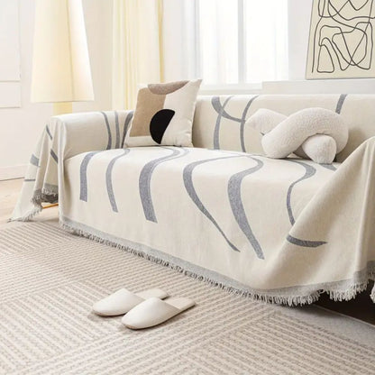 Waveline Bankhoes - Chenille, Antislip Design voor Fauteuils en 3-Zitsbanken 2
