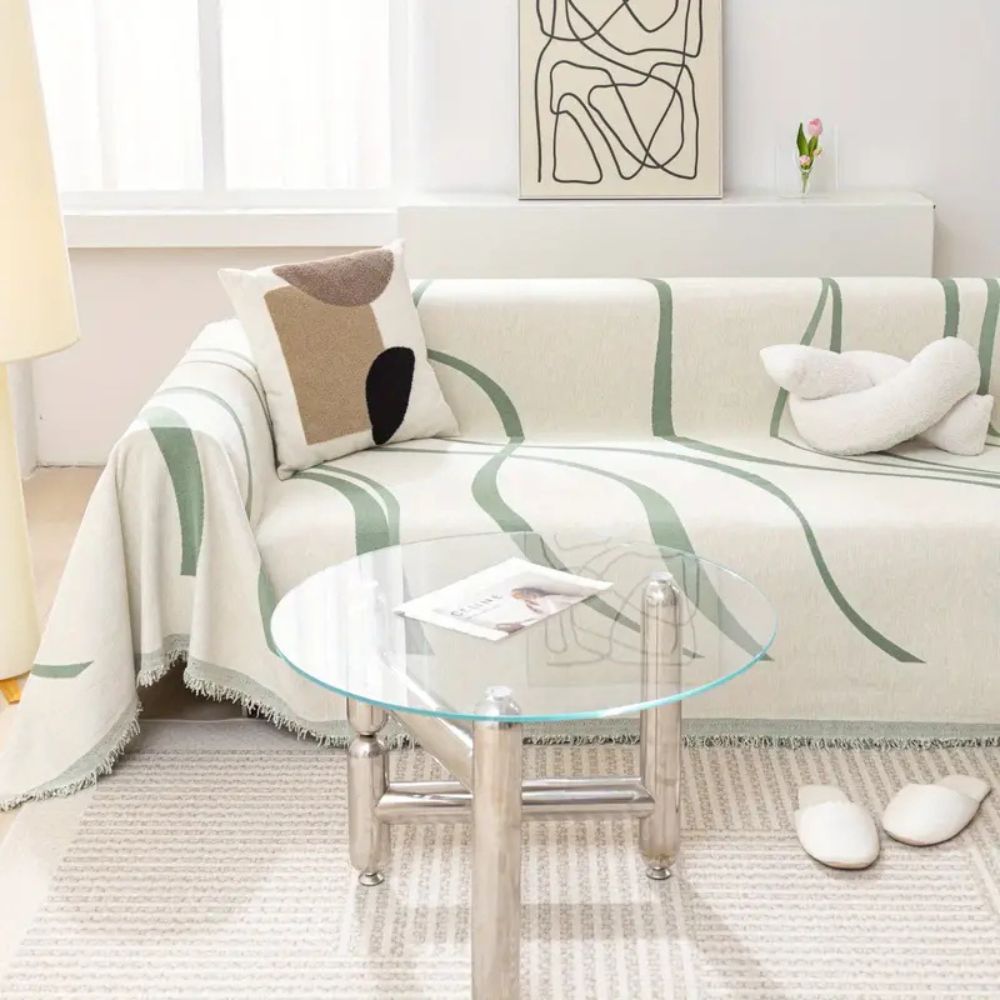 Waveline Bankhoes - Chenille, Antislip Design voor Fauteuils en 3-Zitsbanken 3