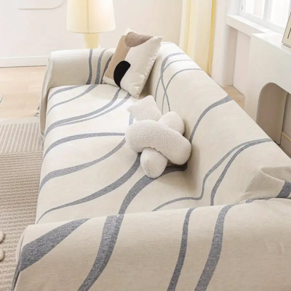 Waveline Bankhoes - Chenille, Antislip Design voor Fauteuils en 3-Zitsbanken 4