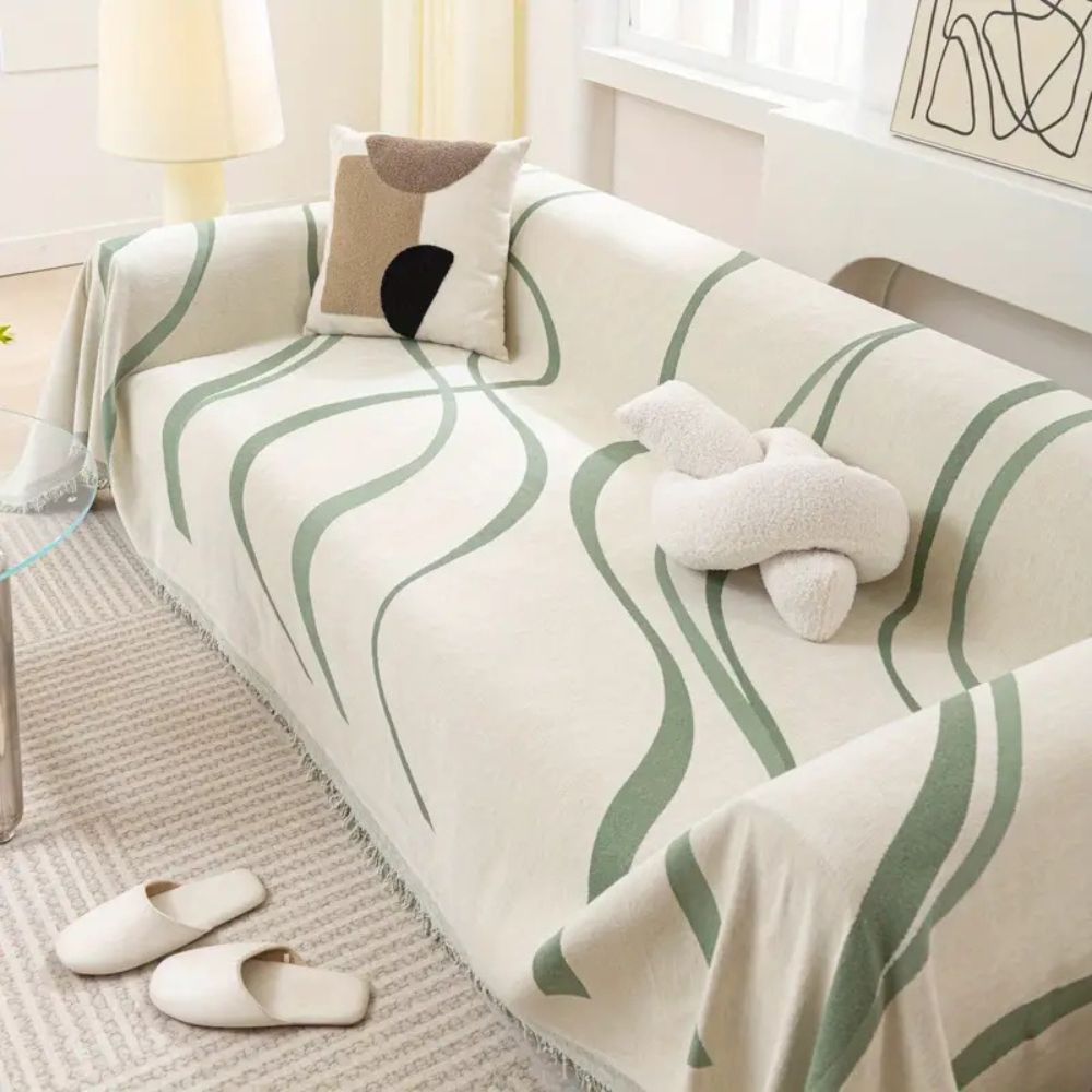 Waveline Bankhoes - Chenille, Antislip Design voor Fauteuils en 3-Zitsbanken 7