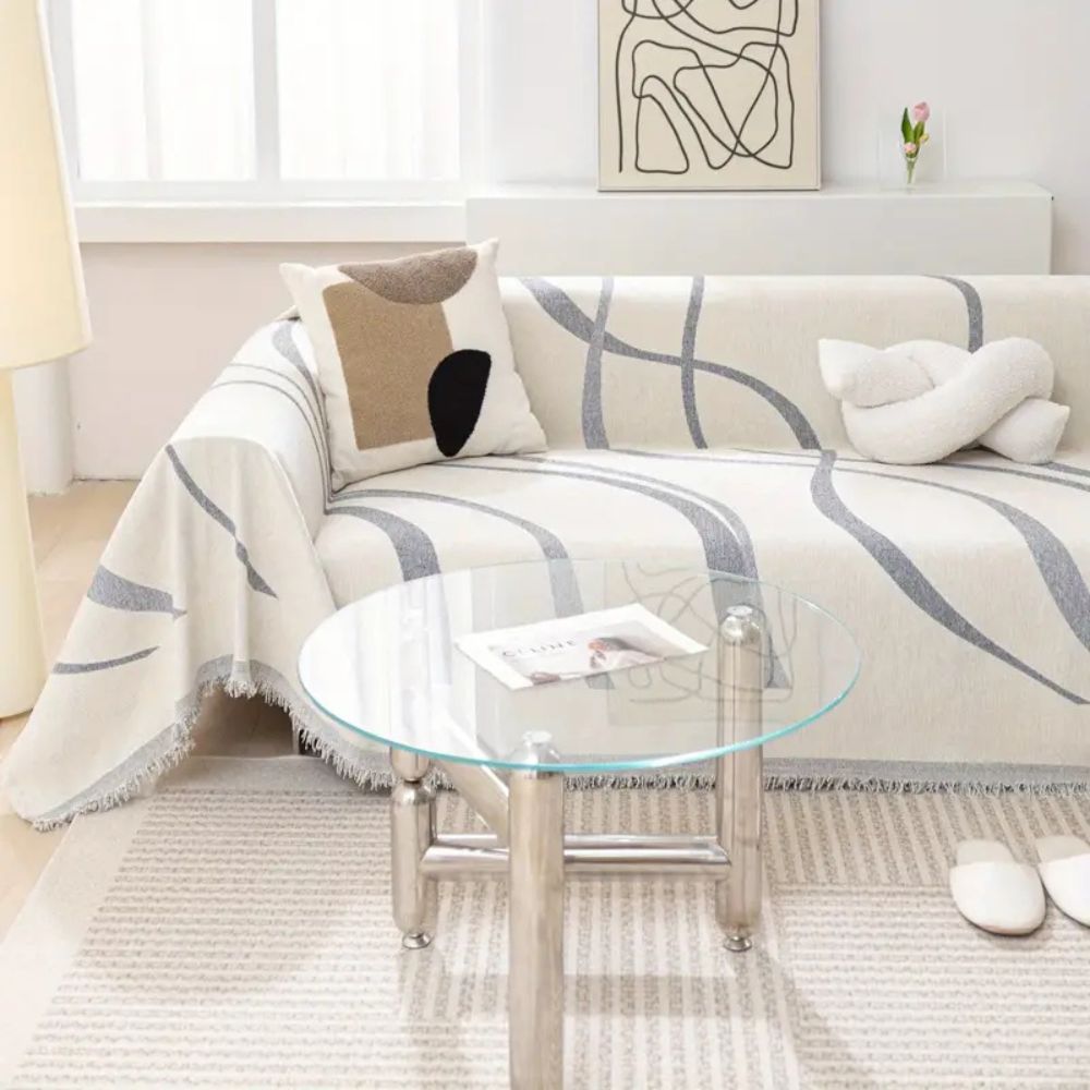 Waveline Bankhoes - Chenille, Antislip Design voor Fauteuils en 3-Zitsbanken 9