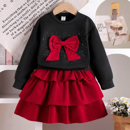 BowWhirl™ – Trendy Set met Strikdetail – Meisjes Voorjaar-Herfst Outfit