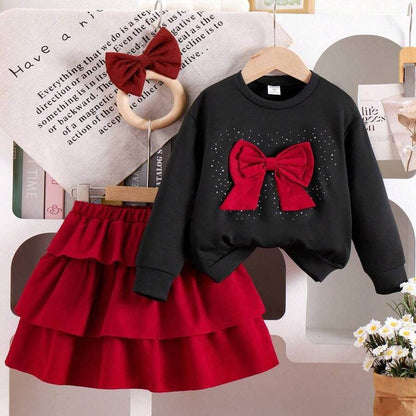 BowWhirl™ – Trendy Set met Strikdetail – Meisjes Voorjaar-Herfst Outfit
