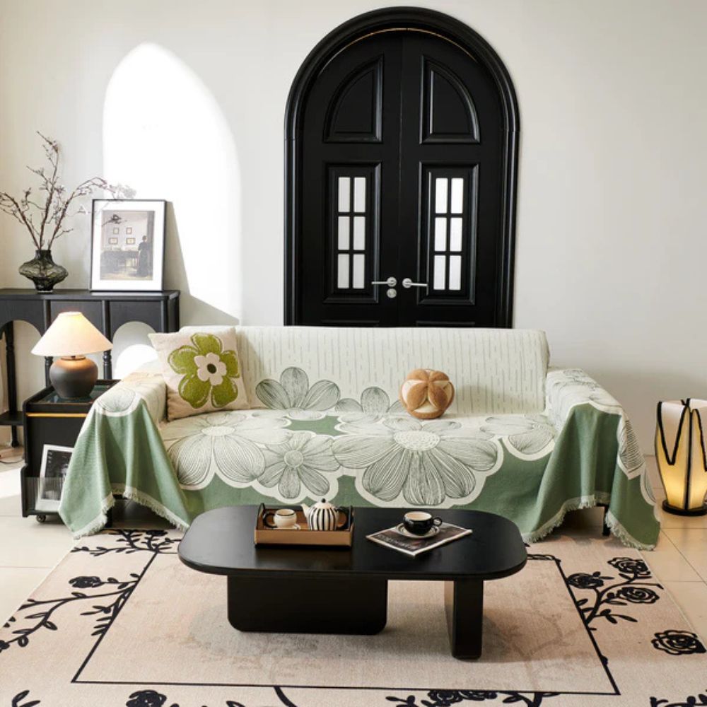 Wilde Bloem Bankhoes - Zachte Chenille, Omkeerbaar Design 0