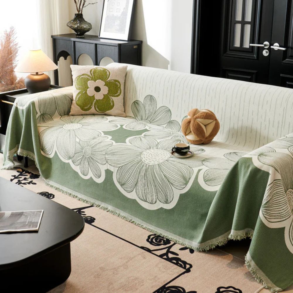 Wilde Bloem Bankhoes - Zachte Chenille, Omkeerbaar Design 4