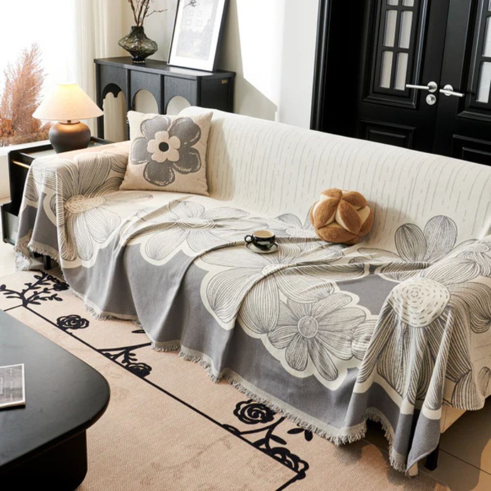 Wilde Bloem Bankhoes - Zachte Chenille, Omkeerbaar Design 8