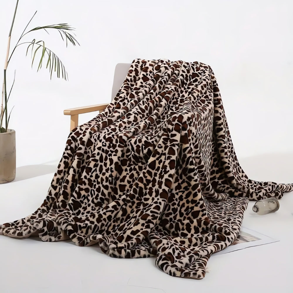 Wilde Plaid - Warme Fleece Deken met Luipaardprint, Zacht Imitatiekonijnbont 1