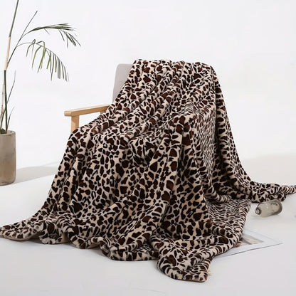 Wilde Plaid - Warme Fleece Deken met Luipaardprint, Zacht Imitatiekonijnbont 1