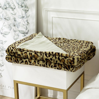 Wilde Plaid - Warme Fleece Deken met Luipaardprint, Zacht Imitatiekonijnbont 2