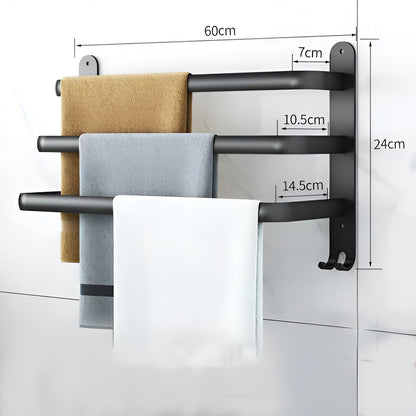 Wilo Wandhanddoekrek - Matzwart Aluminium, Handdoekrek Zonder Boren, 3 Niveaus 5