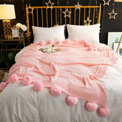 Wondrous Fleece Deken - Zacht Microvezel, Gezellig met Pompons 0