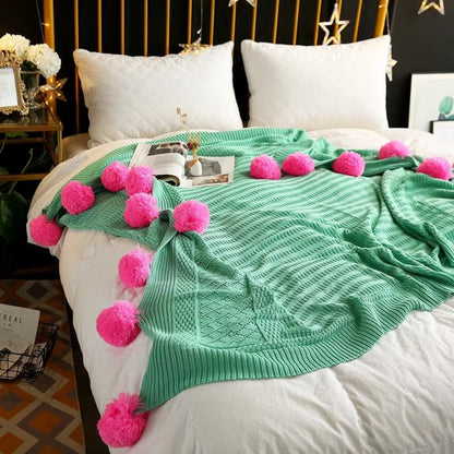 Wondrous Fleece Deken - Zacht Microvezel, Gezellig met Pompons 1