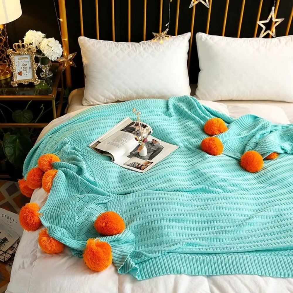 Wondrous Fleece Deken - Zacht Microvezel, Gezellig met Pompons 2