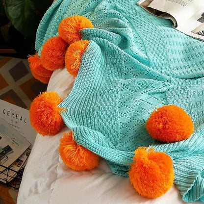 Wondrous Fleece Deken - Zacht Microvezel, Gezellig met Pompons 7