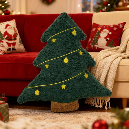 Zachte Pluche Knuffelkussen Kerstboom - Ergonomische Lendensteun Rood Groen 40 cm Decoratie 0