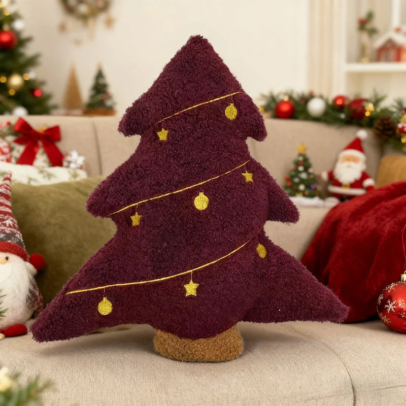 Zachte Pluche Knuffelkussen Kerstboom - Ergonomische Lendensteun Rood Groen 40 cm Decoratie 1