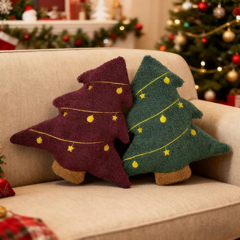 Zachte Pluche Knuffelkussen Kerstboom - Ergonomische Lendensteun Rood Groen 40 cm Decoratie 2