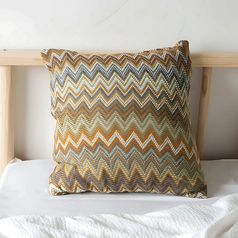 Zora Kussenhoes 45x45 - Gebreide Microvezel, Zigzagpatroon voor Kussens Bank 0