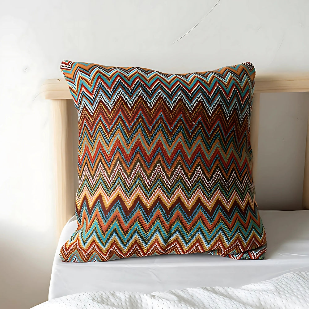 Zora Kussenhoes 45x45 - Gebreide Microvezel, Zigzagpatroon voor Kussens Bank 2